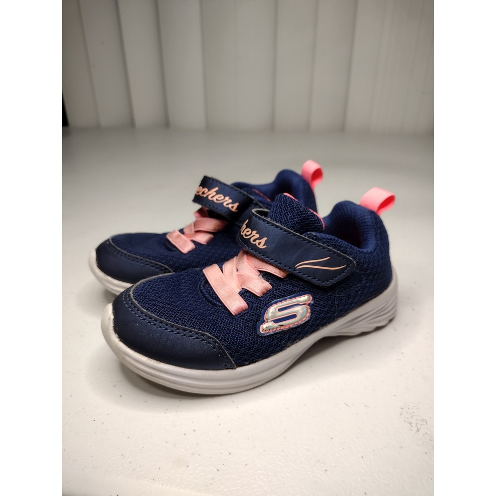 Skechers‎ Toddler Girls Navy Coral Mesh Athletic Sneakers 302450N Size 9